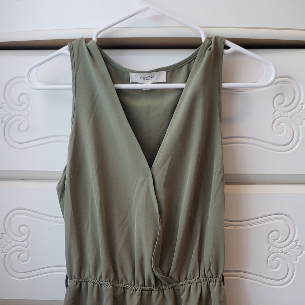 Olive green v-neck romper